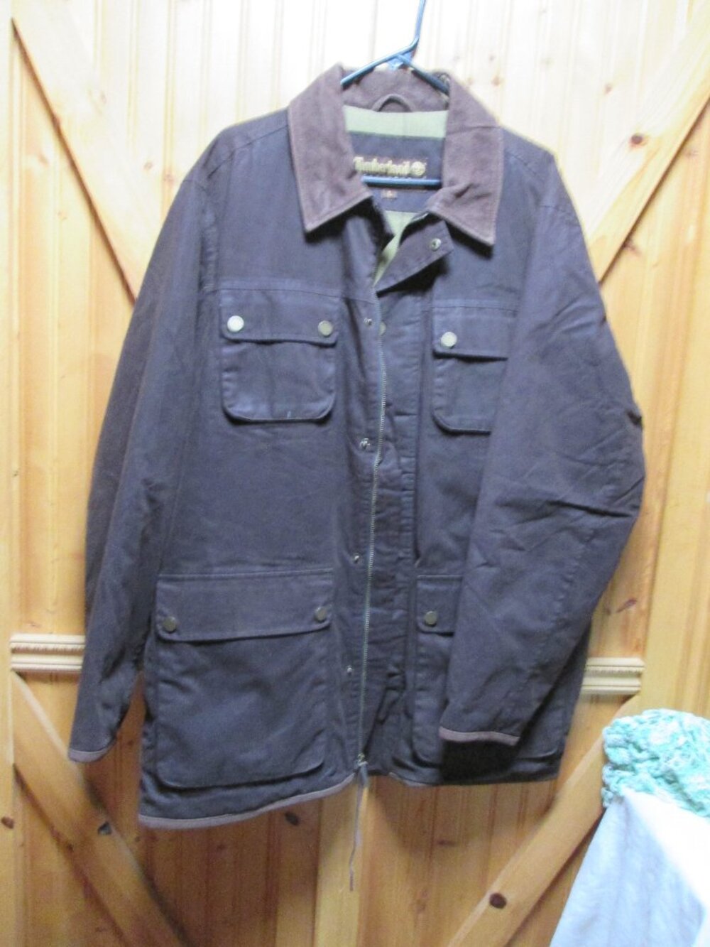 mens mint Timberland vtg weathergear waterproof leather trim chore coat lg